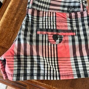 Volcom Women's Plaid Shorts - Pink and Black